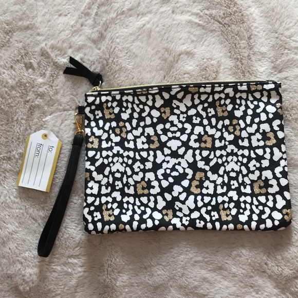 NWT animal print cosmetic bag with gold sparkle - Picture 1 of 2